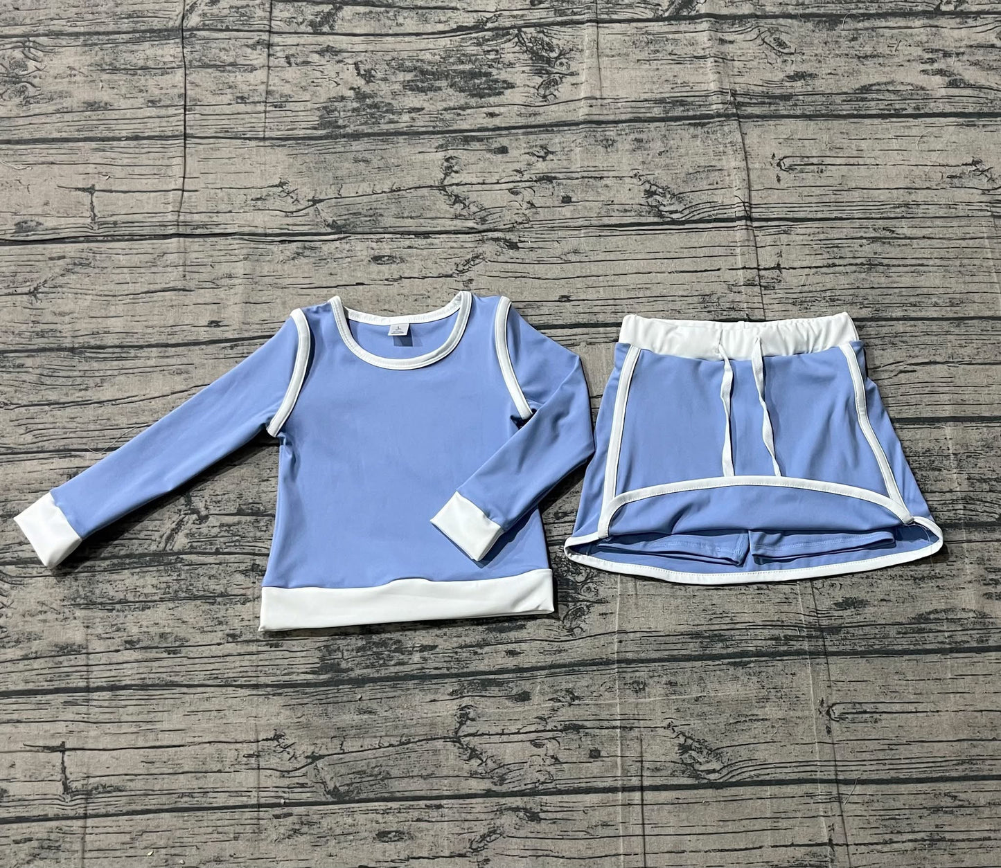 Blue Longsleeve skirt set red girls