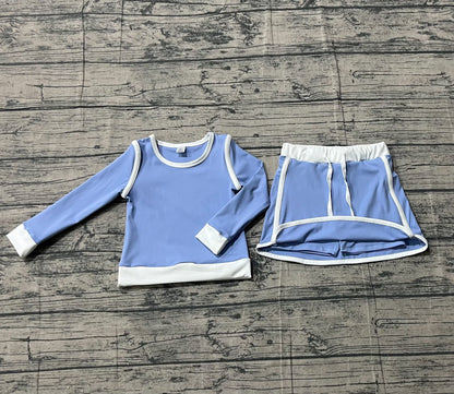 Blue Longsleeve skirt set red girls