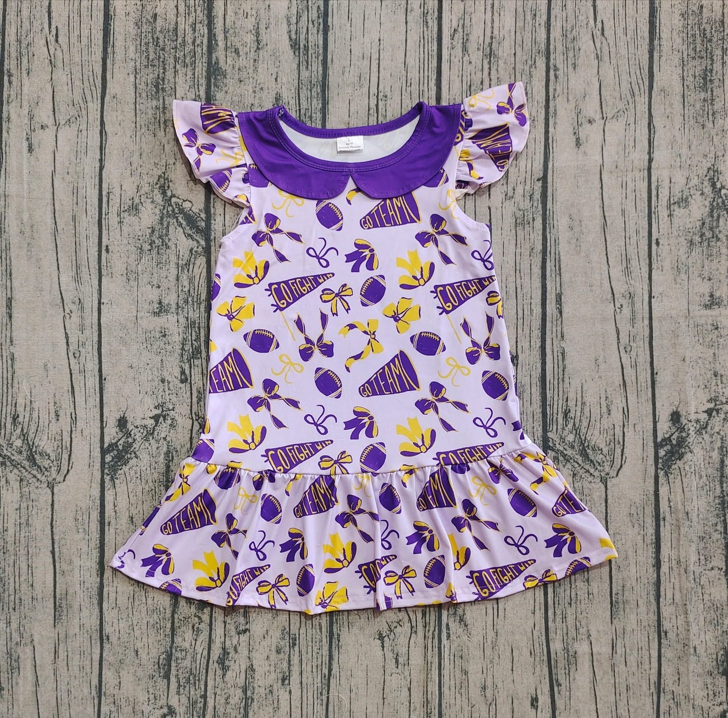 Purple Football sports theme dress girls fall