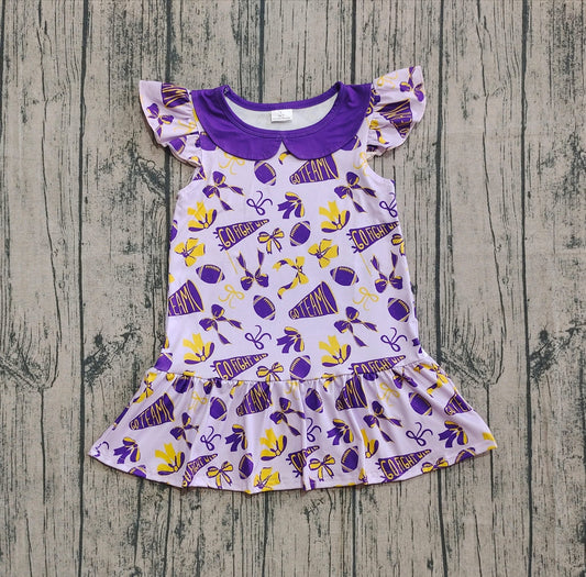 Purple Football sports theme dress girls fall