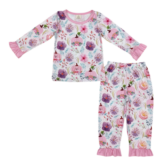 Girls pumpkin bamboo pajamas pjs