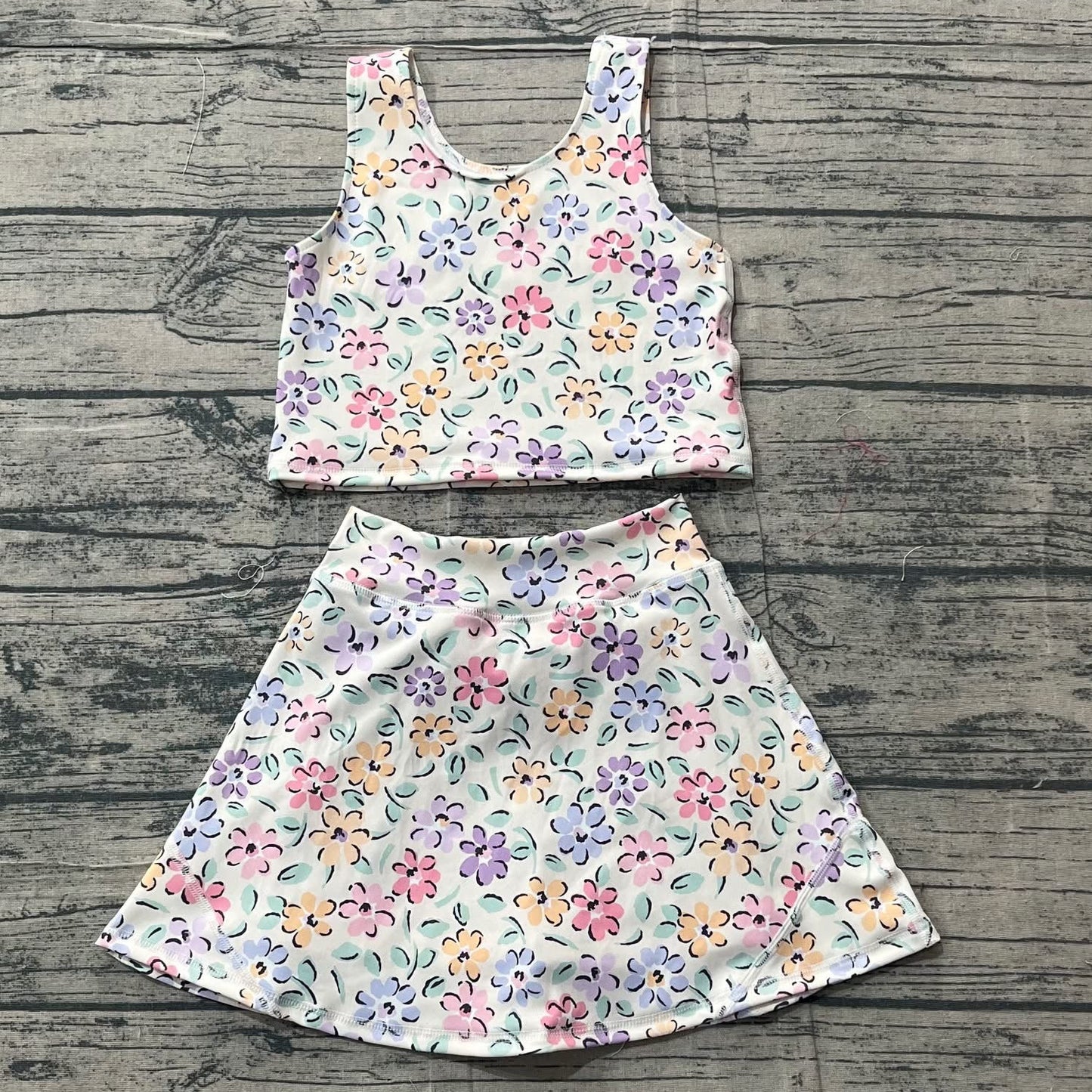 Floral athletic skirt set girls