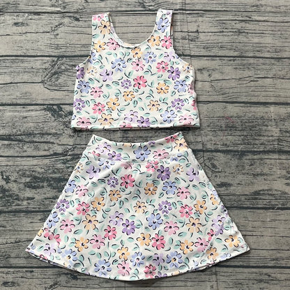 Floral athletic skirt set girls