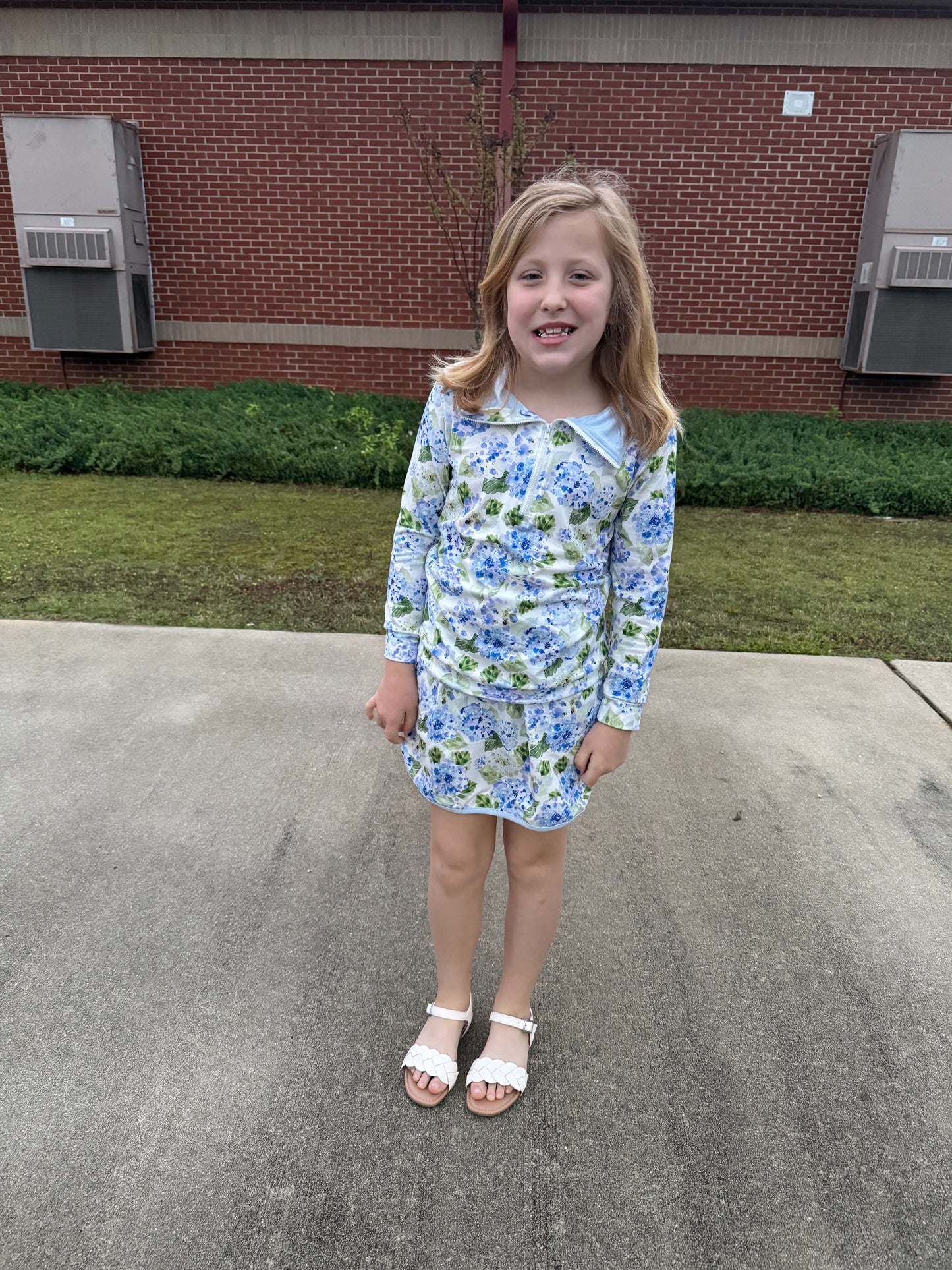 Fall Girls pullover floral skirt set