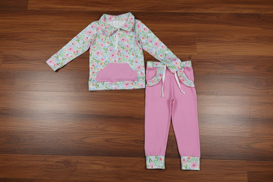 Pullover Ruffle pants set girls floral 4