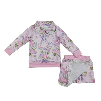 Pullover skirt set red girls