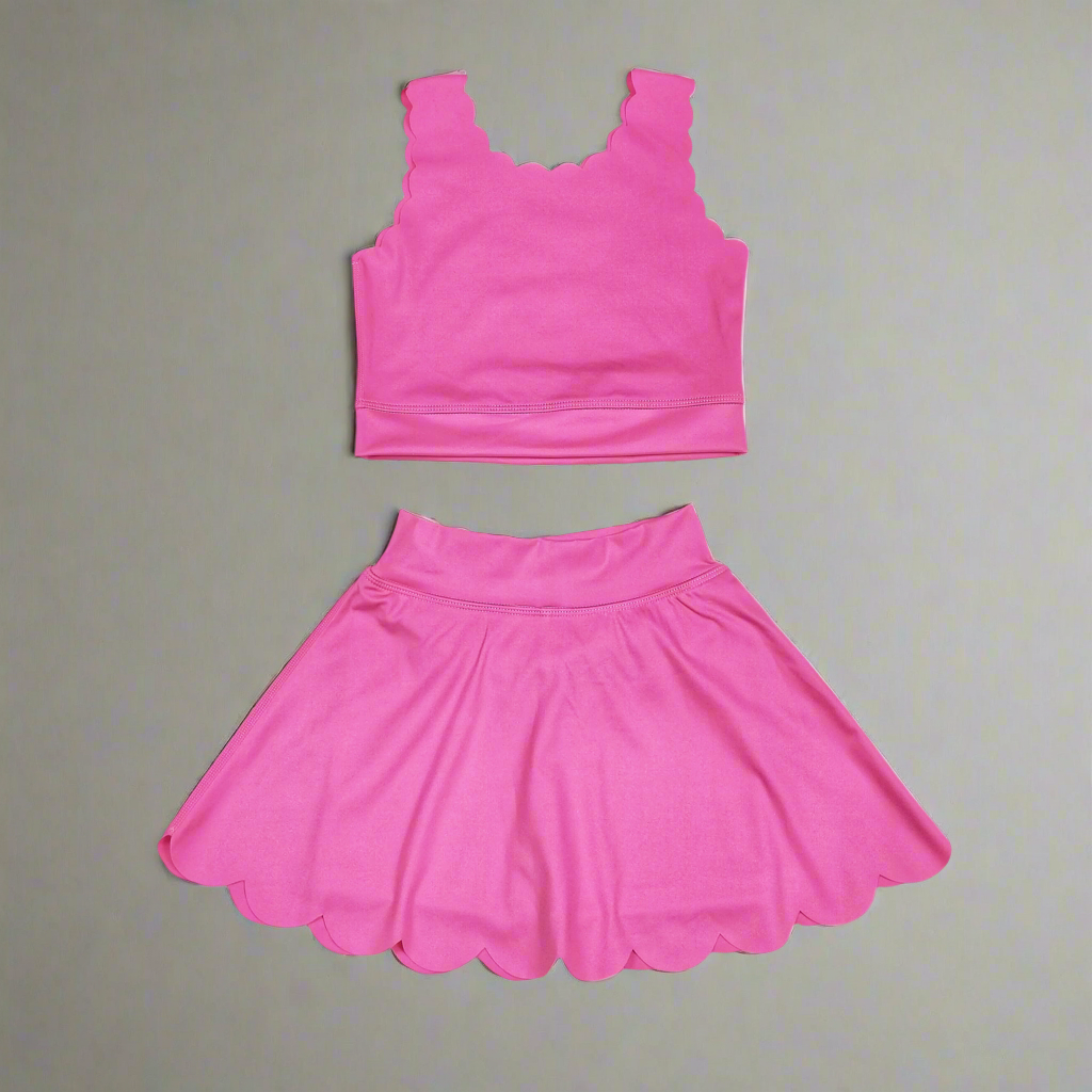 Scallop Skirt / skort sets girls blue, purple, pink athletic