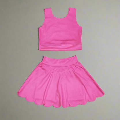 Scallop Skirt / skort sets girls blue, purple, pink athletic
