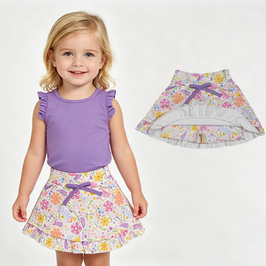 Purple floral skirt set girls