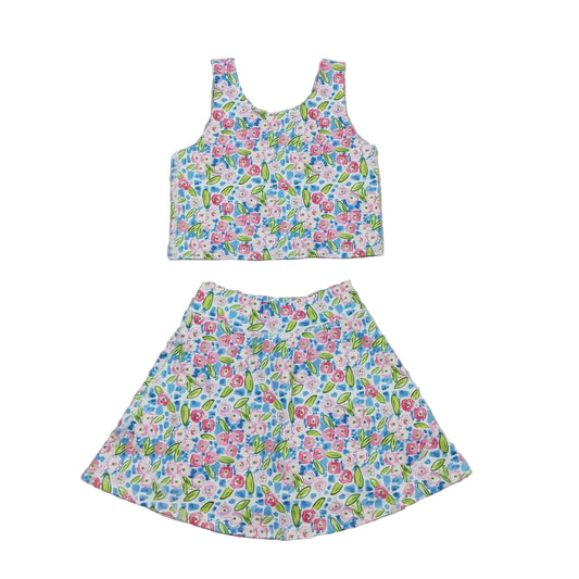 Floral skirt set girls athletic