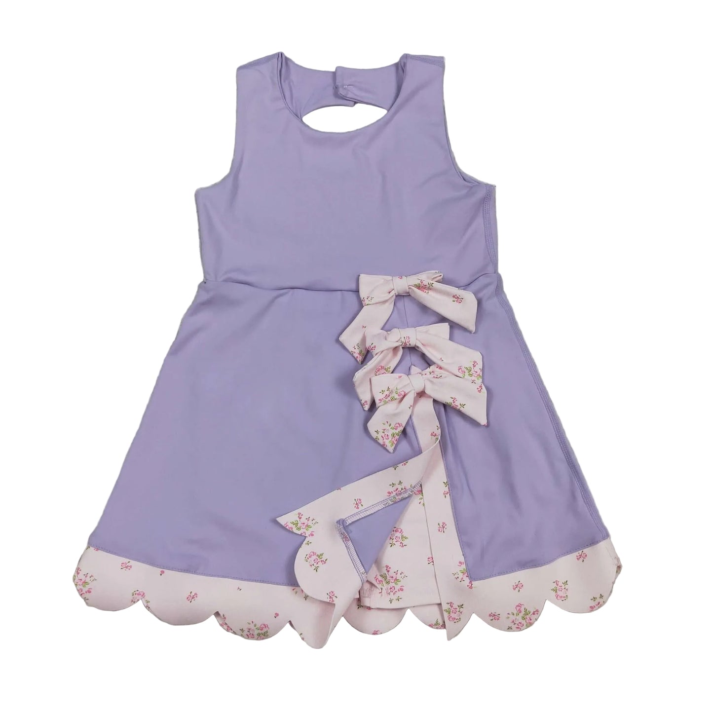 Purple floral bow dress girls