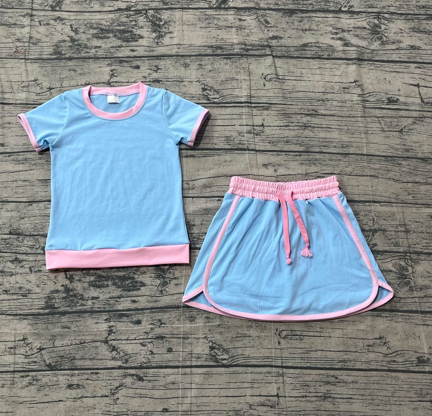 Pink and blue skirt set girls