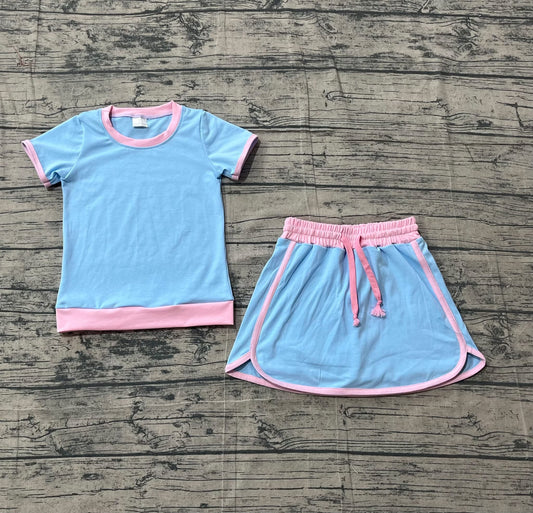 Pink and blue skirt set girls