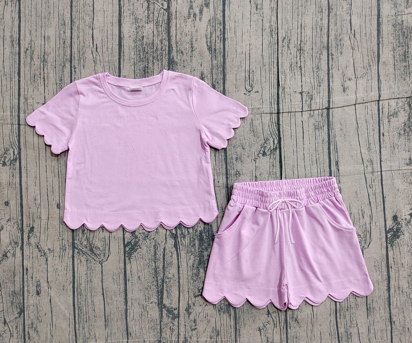 Scalloped set girls lavender/ light pink