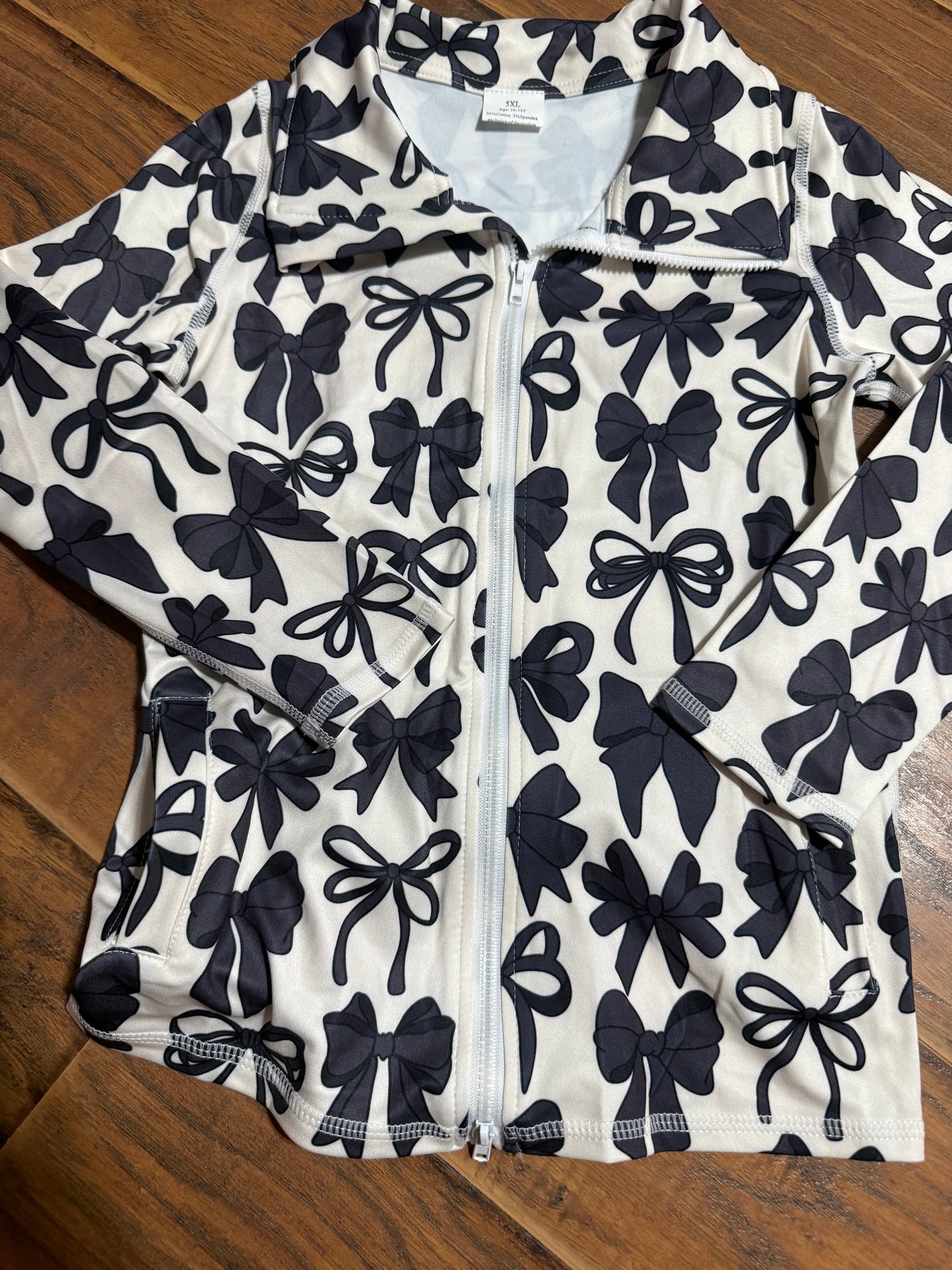 Black bow floral athletic jacket girls