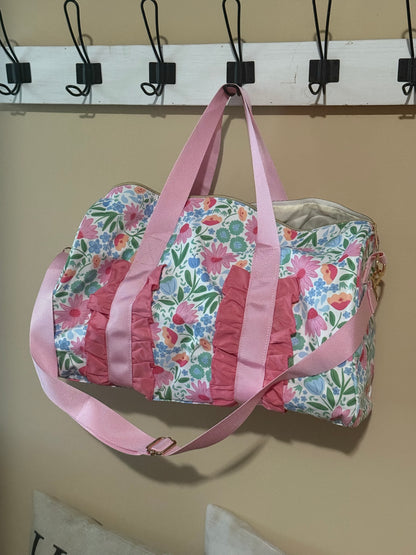 Ruffle duffle bag spend the night bag sleepover gym bag weekender over night bag girls