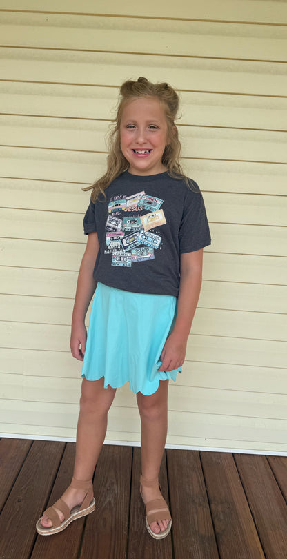 Scalloped skorts/skirts girls pink purple blue athletic
