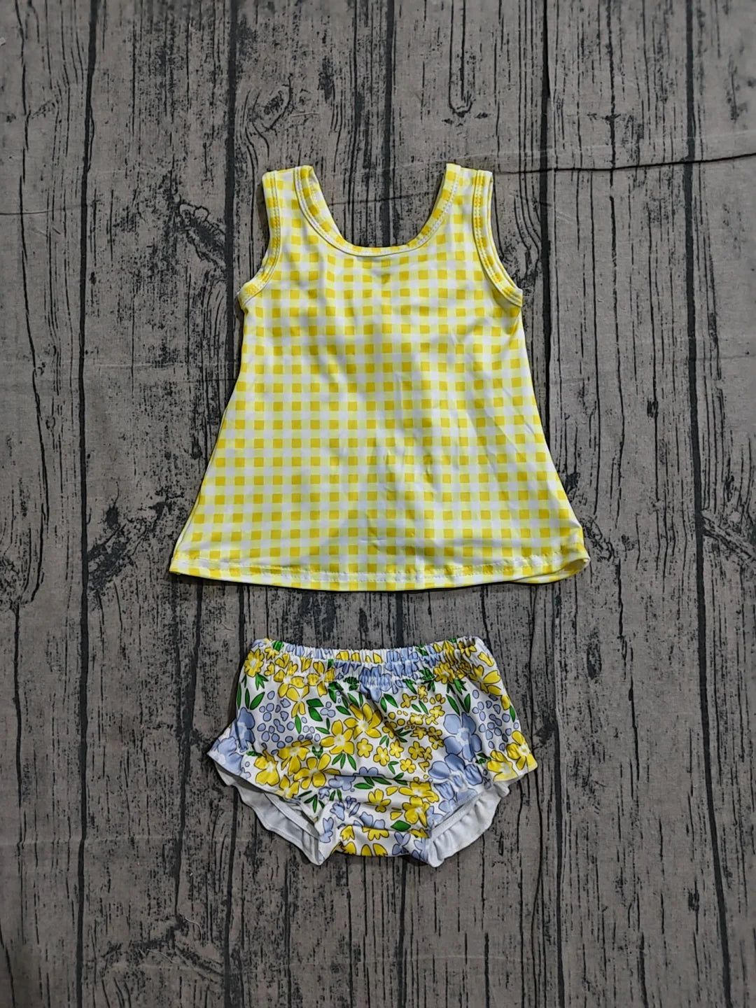 Spring summer yellow blue bow back set