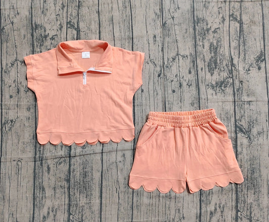 Scalloped zip set girls