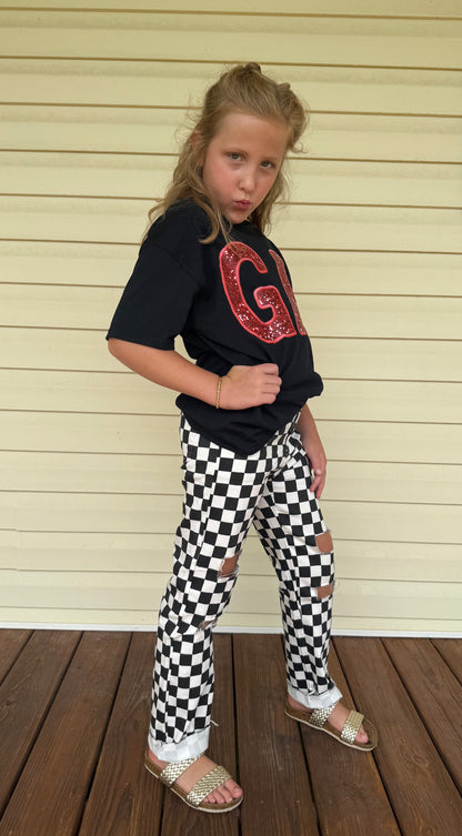 Checkered jeans denim boys girls