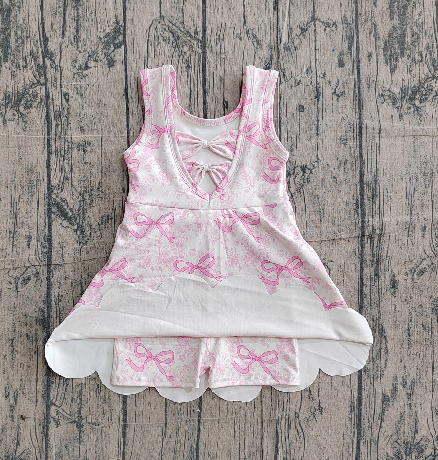 Pink bow back athletic dress girls
