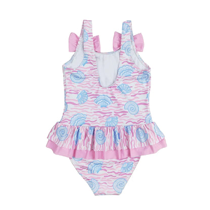 Girls pink sea shell swimsuit