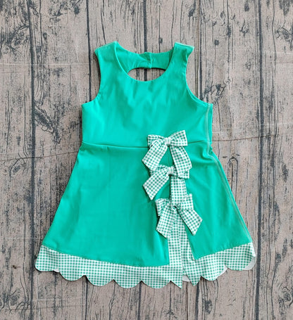 Green bow athletic dress girls