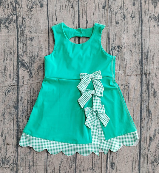 Green bow athletic dress girls
