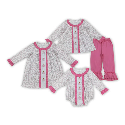 Fall pink pumpkin set, dress, romper girls