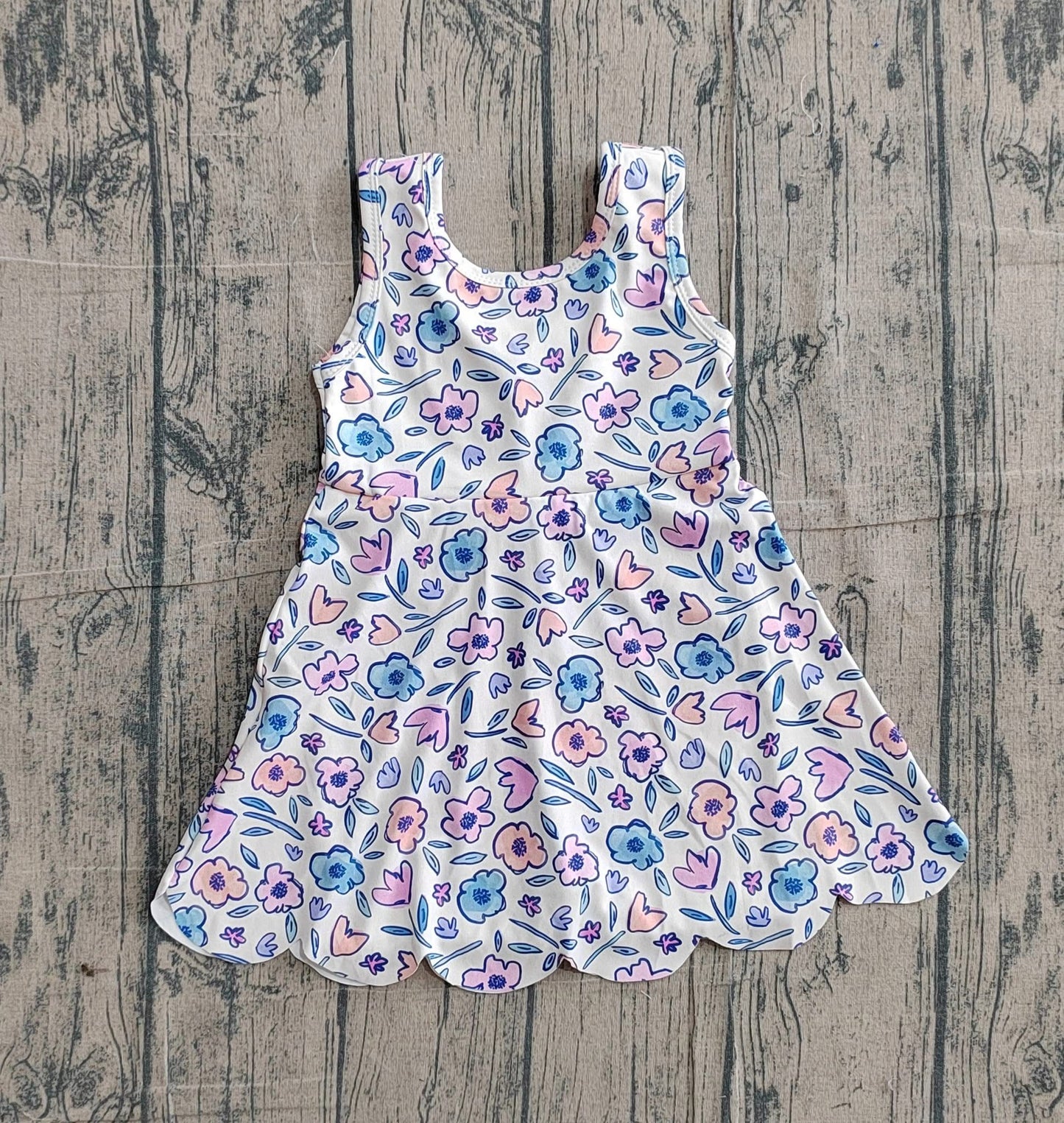 Floral bow back athletic dress girls