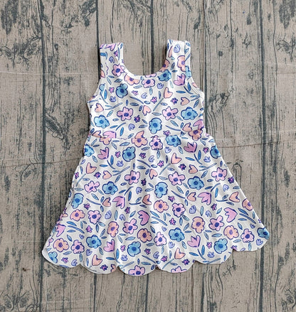 Floral bow back athletic dress girls