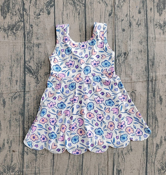 Floral bow back athletic dress girls