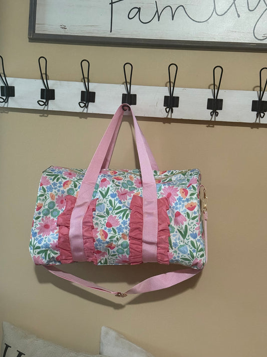 Ruffle duffle bag spend the night bag sleepover gym bag weekender over night bag girls