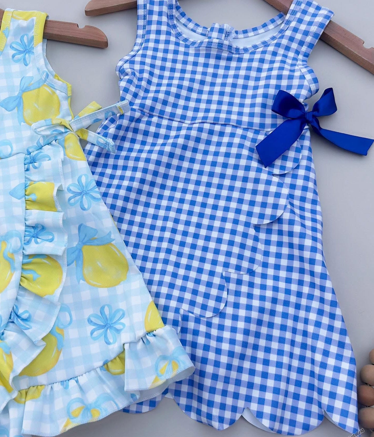 Blue gingham athletic dress girls