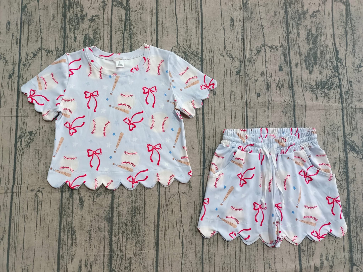 Baseball Scalloped set girls