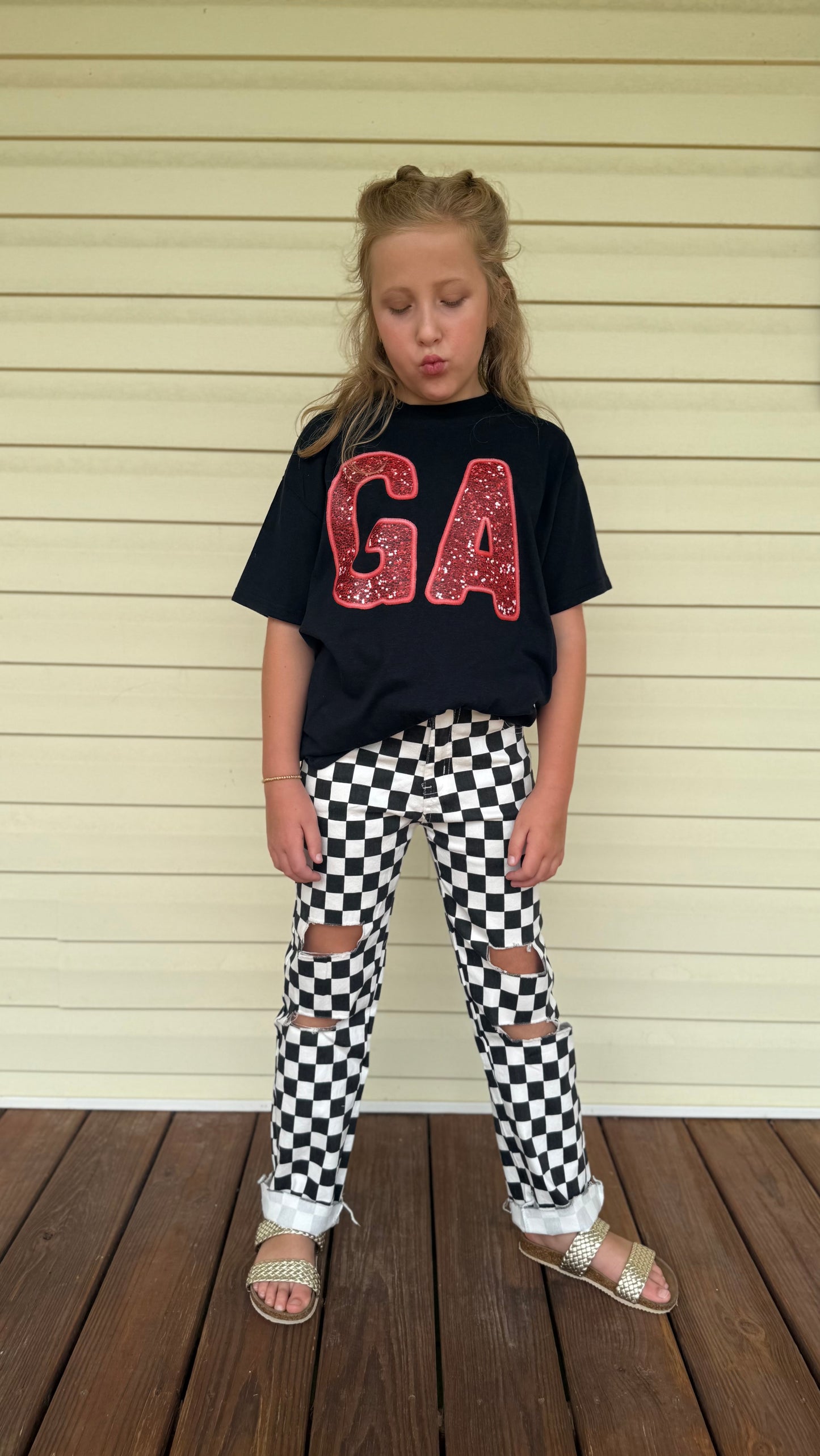 Checkered jeans denim boys girls