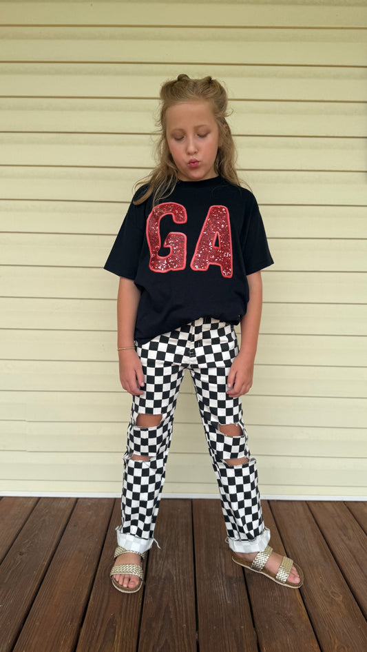 Checkered jeans denim boys girls