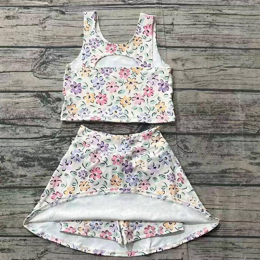 Floral athletic skirt set girls