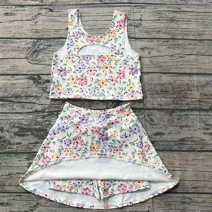 Floral athletic skirt set girls