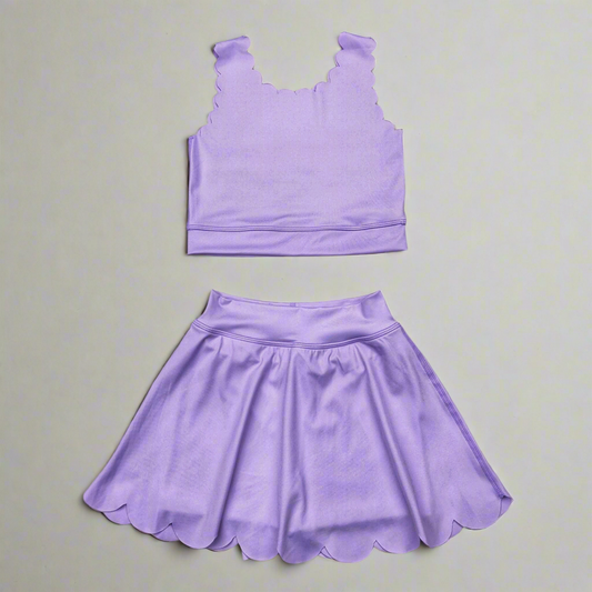 Scallop Skirt / skort sets girls blue, purple, pink athletic
