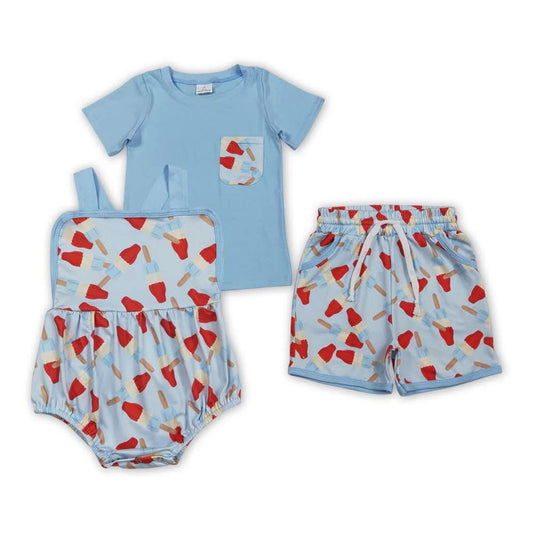Popsicle boys romper bubble set