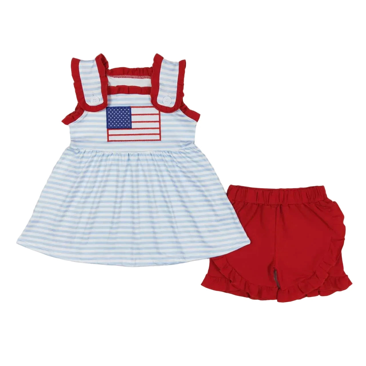 USA America 4th of July set girls