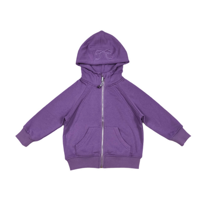 Bow jacket girls grey purple pink