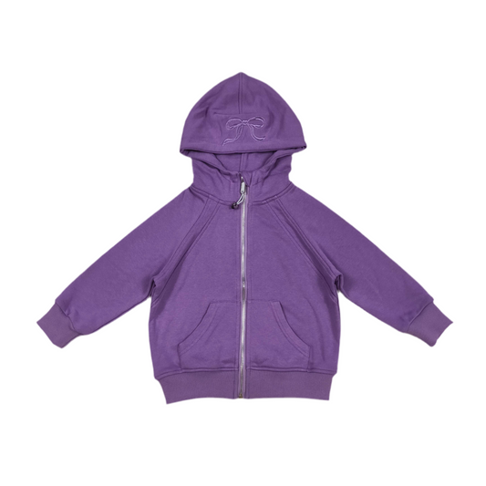 Bow jacket girls grey purple pink
