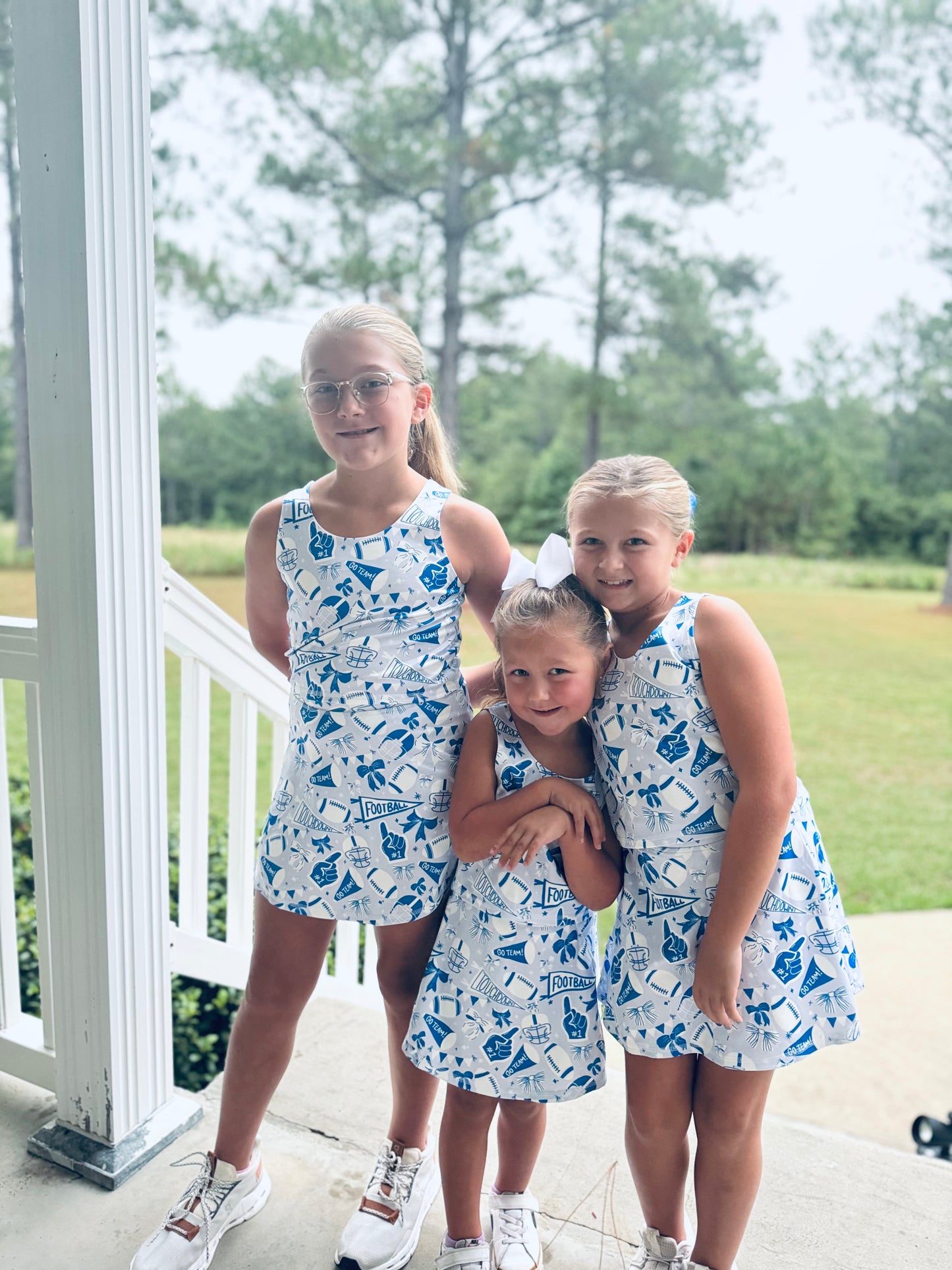 Royal blue Football season athletic skirt set girls