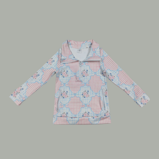 Girls blue pink pullover