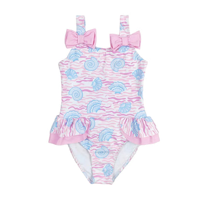 Girls pink sea shell swimsuit