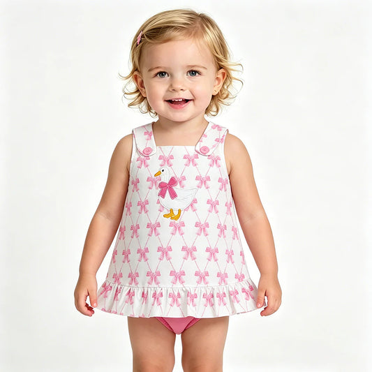 Goose pink bow set girls