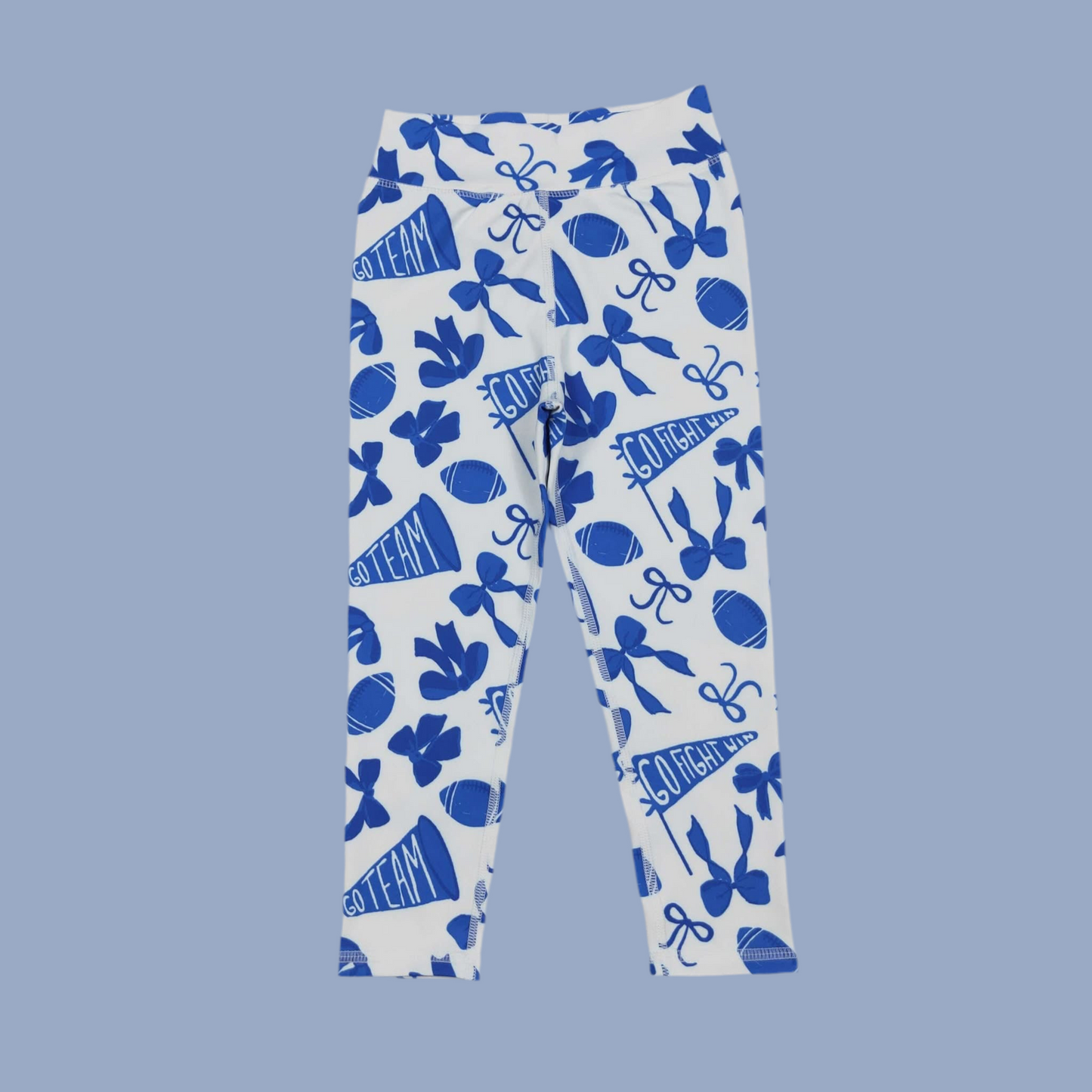 Blue and white leggings girls athletic