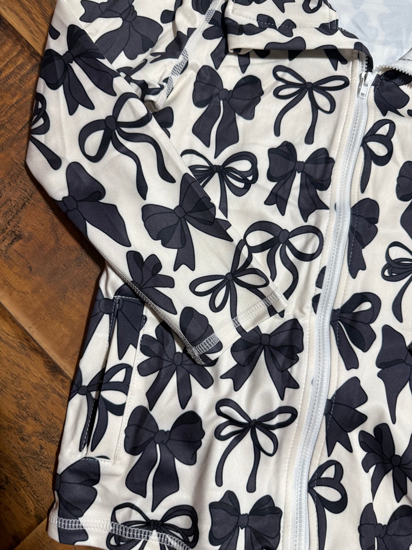 Black bow floral athletic jacket girls